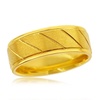 stainless steel brushed and polished gold diagnal stripe ring