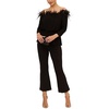 womens blouson feathered off the shoulder