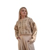 floral round neck long sleeve relax fit sweater