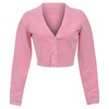 .t  logo-embossed cropped cardigan in pink merino wool