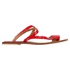 textured toe ring strap flat slides in red leather