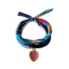 pink hand printed pure silk 925 sterling silver silk bracelet 18k