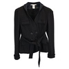diane van furstenberg tie-waist double-breasted blazer in black wool