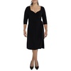 plus womens 3/4 sleeve knee-length wrap dress