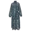 see by  tie-neck shirred printed georgette midi dress in blue