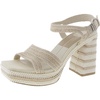 womens embellished canvas block heel