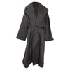 herringbone belted wrap coat in grey wool