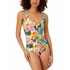 womens printed shirred one-piece swimsuit