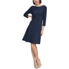petites womens mini three quarter sleeve fit & flare dress