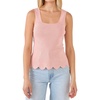 square neckline scallop edge knit tank top in pink