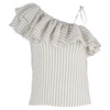 wilkie ruffled striped blouse in white cotton and silk
