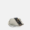 the mini tassel light grey leather phone bag with grey leopard strap
