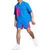 mens short sleeve colorblock button-down shirt