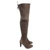 stretch over the knee boots in grey suede