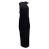 asymmetrical draped cutout back dress in black acetate