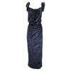 la robe velours le chouchou long asymetric draped dress in navy blue velvet