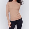 ribbed fine mock neck sweater in truffle