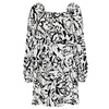 brushstroke floral tiered babydoll dress in white
