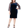 plus womens beaded sheer sleeve sheath dress