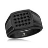stainless steel black cz square ring - black plated