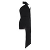 scarf-detail open-back jersey mini dress in black viscose