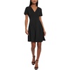 petites womens pleated crepe fit & flare dress