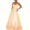 womens embellished tulle evening dress