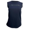 stretch jersey top in navy blue cotton