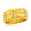 stainless steel gold band cz ring