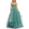 womens ruffled tulle cocktail and party dress