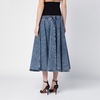 Denim and cotton jersey midi skirt