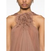 Beige Halterneck Flared Hem Dress
