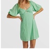 sol puff sleeve mini dress in green