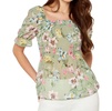 floral smocked blouse in green floral