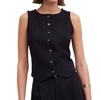 cutaway button-front vest in black