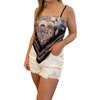 bandana print top in black/purple