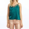 gia botanical lace trim tank top in green