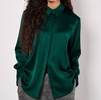 oversized satin hi low shirt in green