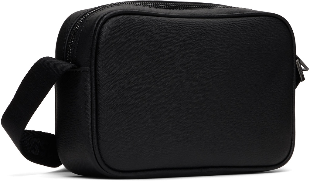Black Embossed Logo Messenger Bag