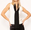 cece neck tie sweater in white