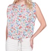 crewneck rushed shoulder top in multi color