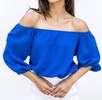 shirred 3/4 sleeve gauze top in cerulean
