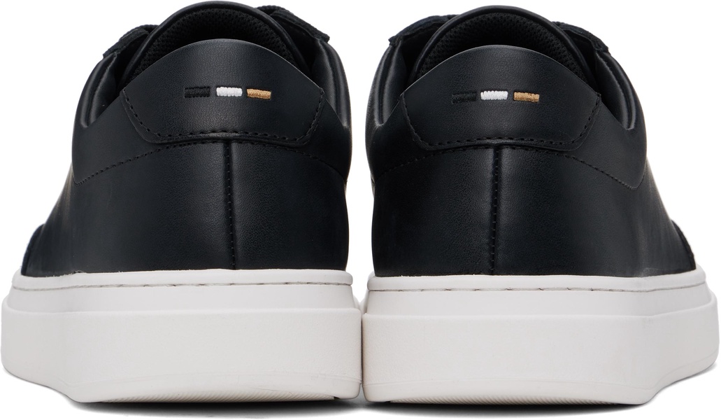 Black Coated-Leather Logo Sneakers