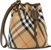 Beige Check Drawstring Pouch