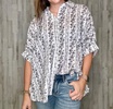 cancreek dolman sleeve top in ivory multi