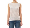 stretch linen stripe boatneck tank top in chamallow