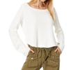 swinging cable cuff sweater in ivory combo