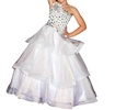 girls metallic organza pageant dress in white
