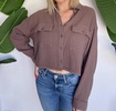 cropped button up shirt in bistro