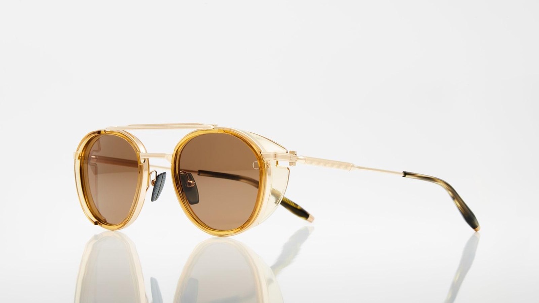 Sky Mapper - Brushed White Gold & Crystal Amber &  Dark Brown - 51 Sunglasses Glasses